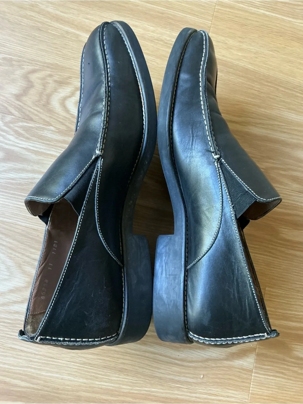 Michael Toschi Italian Men's Black Slip-On Leather Loafers Size 11